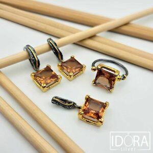 Сребърен комплект: "Ориент"родий, позлата