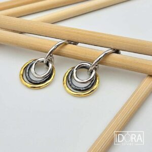 Сребърни обеци: "Орбити"родиево покритие