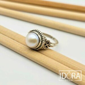 Сребърен пръстен: "Луна"перла