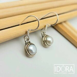 Сребърни обеци: "Луния"перла