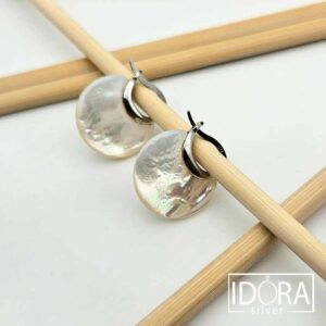 Сребърни обеци: "Ореол" бял седеф