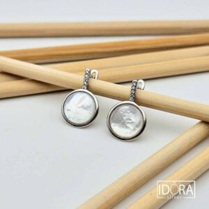 Сребърни обеци: "Сияние"бял седеф