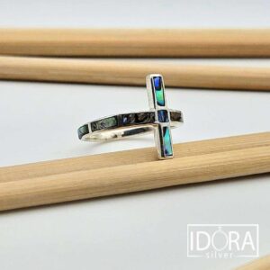 Сребърен пръстен: "Крос" кралски седеф