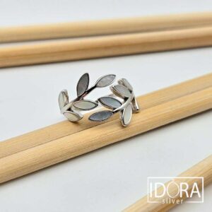 Сребърен пръстен: "Свежест" бял седеф