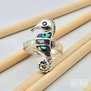 Сребърен пръстен: "Морско конче" кралски седеф