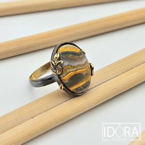 Сребърен пръстен: "Бамбълби"яспис