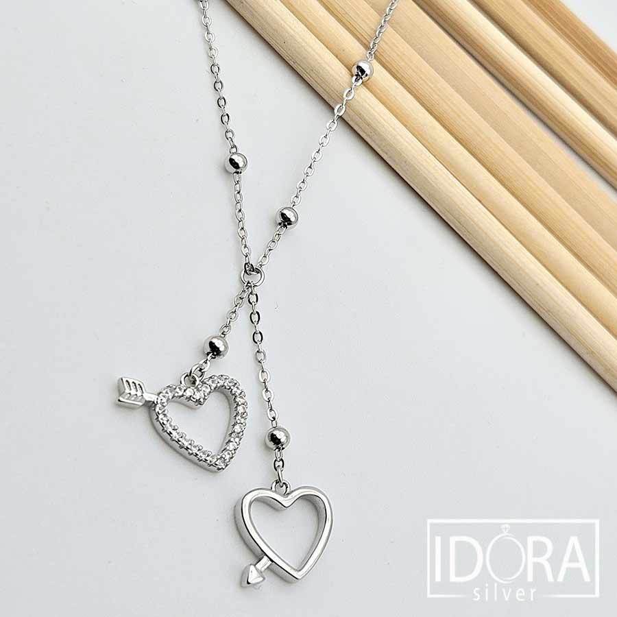 Сребърно колие: "Амур"циркони