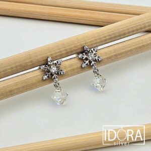 Сребърни обеци: "Скреж"циркони