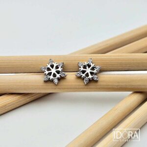 Сребърни обеци: "Скрежина"циркони