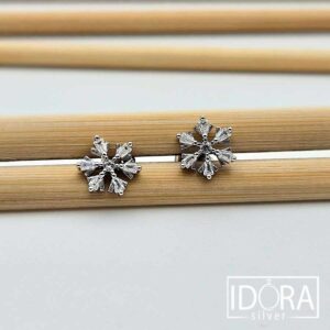 Сребърни обеци: "Скрежинка" - Image 3