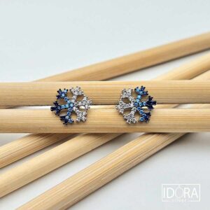 Сребърни обеци: "Снежинка"циркон