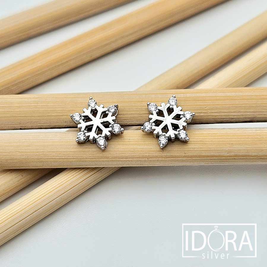 Сребърни обеци: "Скрежина" - Image 2