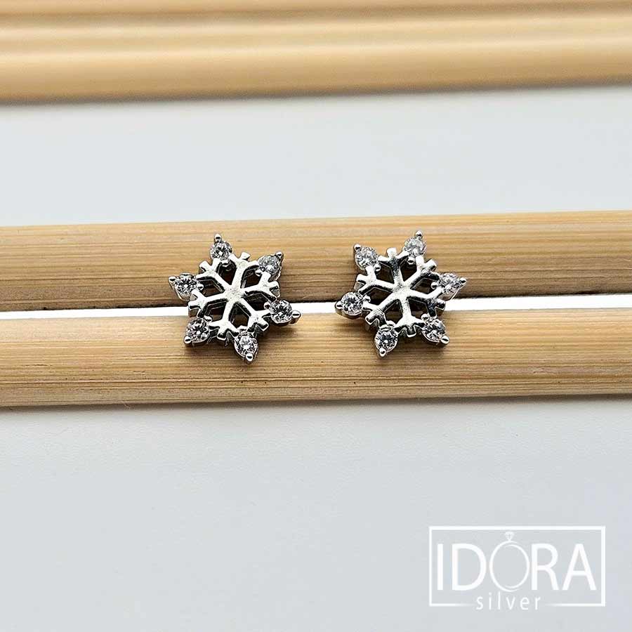 Сребърни обеци: "Скрежина" - Image 4