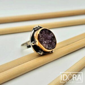 Сребърен пръстен: "Елин"суров аметист