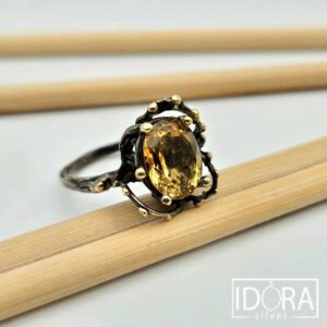 Сребърен пръстен: "Ядро"цитрин