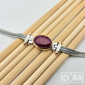 Сребърна гривна: "Амая"рубин