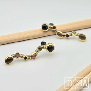 Сребърни обеци: "Фрея"турмалин