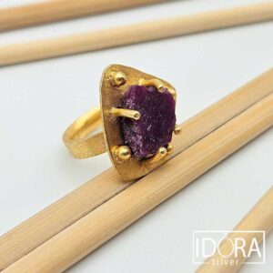 Сребърен пръстен: "Арт"суров рубин