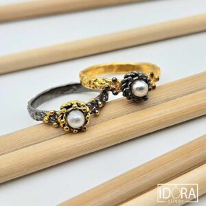 Сребърен пръстен: "Близнаци"позлата,родий