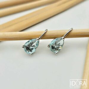 Сребърни обеци: "Аква-роуз"светлосин циркон