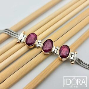 Сребърна гривна: "Амарети"рубини