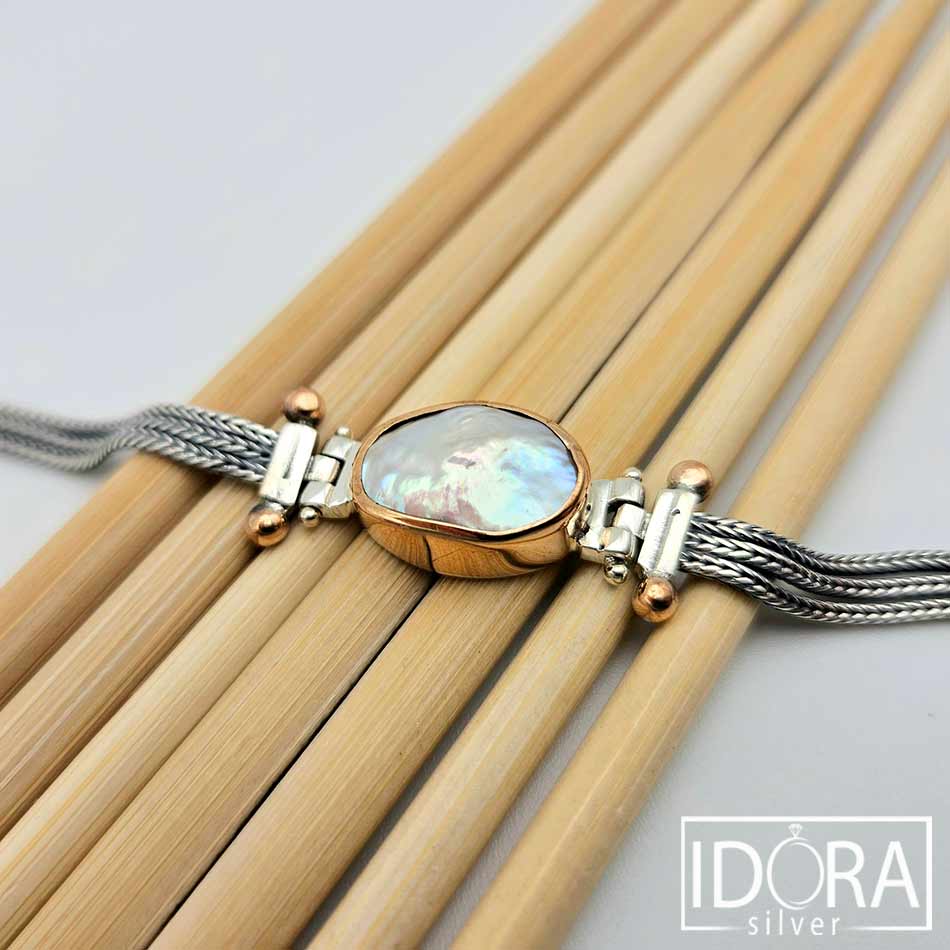 Сребърна гривна: "Кариби"барокова перла