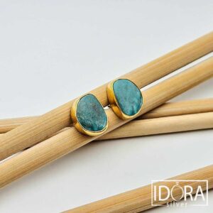 Сребърни обеци: "Азия"тюркоаз,позлата