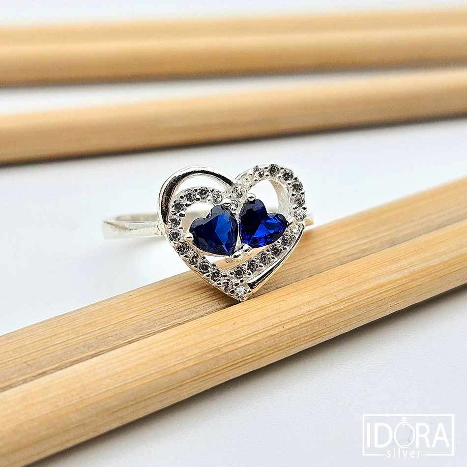 Сребърен пръстен: "Син Допир"циркон