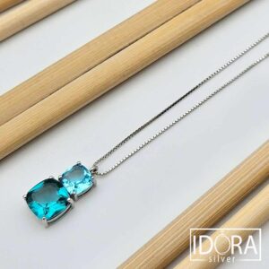 Сребърно колие: "Лагуна"циркони