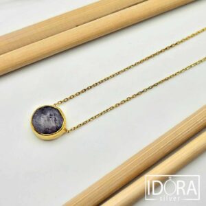 Сребърно колие: "Сиера"сапфир,позлата