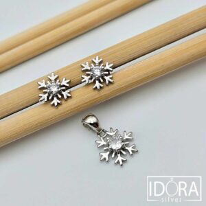 Сребърно съчетание: "Снежинки"циркони