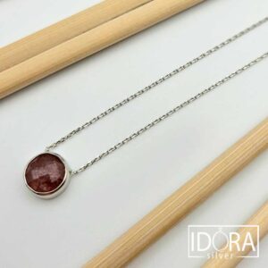 Сребърно колие: "Бери"ягодов кварц