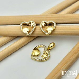 Сребърно съчетание: "Морско дъно"позлата,циркони