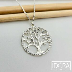 Сребърно колие: "Живот"циркон