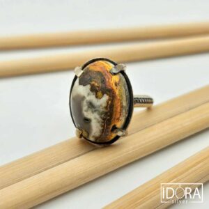 Сребърен пръстен: "Пейзаж"яспис бамбълби,родий