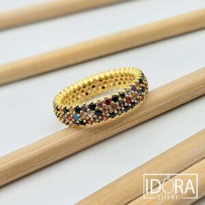 Сребърен пръстен: "Мозайка"позлата, халка