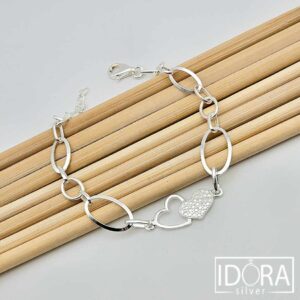 Сребърна гривна: "Обвързани"сърце