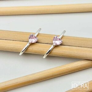 Сребърни обеци: "Сърца"циркони, сърце