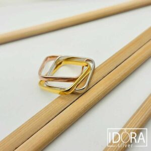 Сребърен пръстен: "Триолада" три халки, позлата