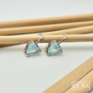 Сребърни обеци: "Ледено сърце"циркони,сърце