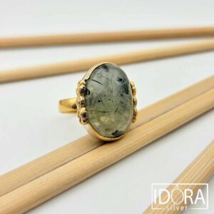 Сребърен пръстен: "Грийнленд"пренит, позлата