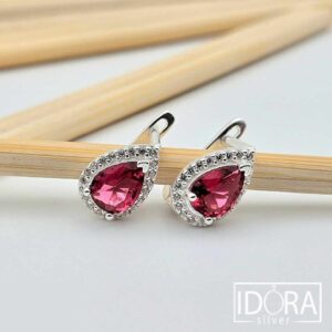 Сребърни обеци: "Малини"циркони