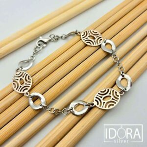 Сребърна гривна: "Дискус"позлата,родий