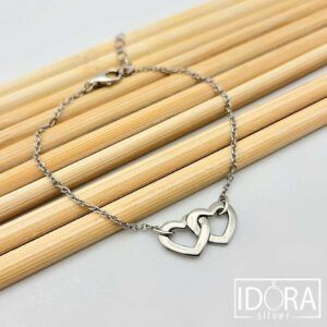 Сребърна гривна: "Влюбена"сърце,родий