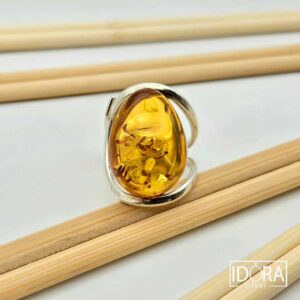 Сребърен пръстен: "Амбър"кехлибар