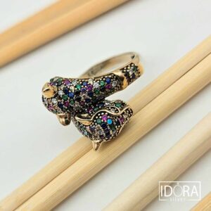 Сребърен пръстен: "Пантера"позлата