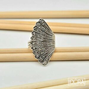 Сребърен пръстен: "Ветрило"циркони