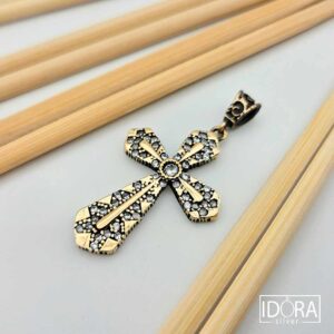 Сребърен медальон: "Вяра"позлата,циркони