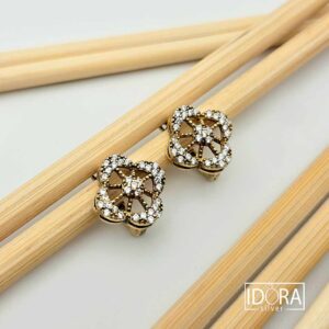 Сребърни обеци: "Антик"циркони,позлата