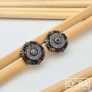 Сребърни обеци: "Дария"топаз,позлата,родий